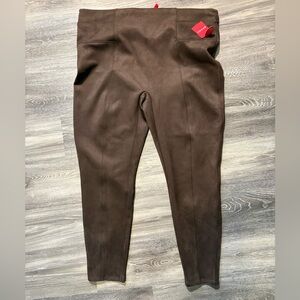 Spanx 2X Chocolate Faux Suede Leggings